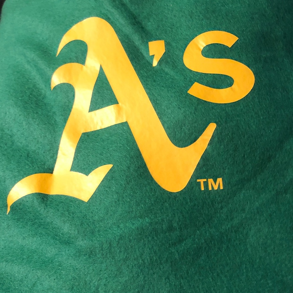 Oakland Athletics fan blanket with the team's logo